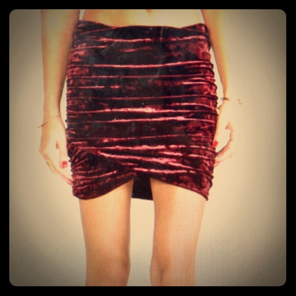 Free people ruched velvet skirt
